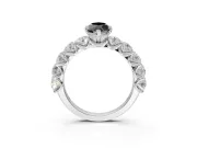 Marquise Side Stone Engagement Ring Setting for a Black Center | White Gold