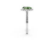 Pear-Shaped Halo Engagement Ring Setting for a Fancy Green Lab-Grown Diamond | Pave Shoulders | White Gold