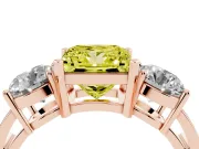Princess Cut Three Stone Engagement Ring Setting for a Fancy Yellow Lab-Grown Diamond | Wide Plain Band | Rose Gold