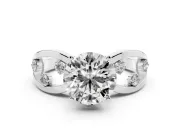 Round Open Loop Engagement Ring Setting | Scattered Accents | Platinum