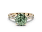Round Pavé Solitaire Engagement Ring Setting for a Fancy Green Lab-Grown Diamond | Crossover Gallery | Yellow Gold