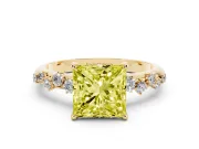 Princess Cut Graduated Solitaire Engagement Ring Setting for a Fancy Yellow Lab-Grown Diamond | Yellow Gold