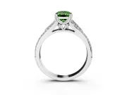 Emerald Cut Split Shank Engagement Ring Setting for a Fancy Green Lab-Grown Diamond | Pave Band | Sterling Silver
