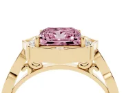 Princess Cut Vintage Scalloped Halo Engagement Ring Setting for a Fancy Pink Lab-Grown Diamond | Pave Band | Yellow Gold