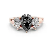 Pear-Shaped Three Stone Engagement Ring Setting for a Black Center | Plain Band | Rose Gold