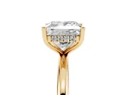Princess Cut Micro-Prong Hidden Halo Engagement Ring Setting | Plain Band | Yellow Gold