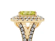 Emerald Cut Halo Split Shank Engagement Ring Setting for a Fancy Yellow Lab-Grown Diamond | Yellow Gold