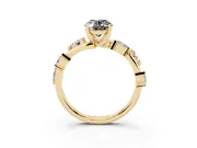 Fancy Black Oval Cut Diamond Solitaire Ring Set in Yellow gold with Twisted Marquise Accent Band