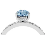 Pear-Shaped Hidden Halo Engagement Ring Setting for a Fancy Blue Lab-Grown Diamond | White Gold