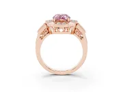 Fancy Pink Pear Cut Diamond Milgrain Halo Ring Set in Rose gold with Split Shank