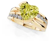 Heart-Shaped Graduated Bypass Engagement Ring Setting for a Fancy Yellow Lab-Grown Diamond | Split Shank | Yellow Gold