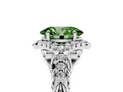 Oval Hidden Halo Filigree Engagement Ring Setting for a Fancy Green Lab-Grown Diamond | White Gold