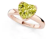 Fancy Yellow Heart Cut Diamond Solitaire Ring Set in Rose gold with Prong Head and Smooth Polished Band