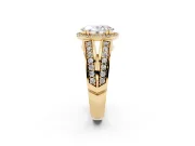 Oval Halo Engagement Ring Setting | Two-Row Pave Split Shank | Yellow Gold