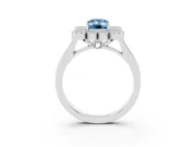 Emerald Cut Milgrain Cluster Halo Engagement Ring Setting for a Fancy Blue Lab-Grown Diamond | Plain Band | Platinum