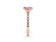 Oval Beaded Solitaire Engagement Ring Setting for a Fancy Pink Lab-Grown Diamond | Rose Gold