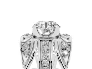 Round Art Deco Graduated Pave Engagement Ring Setting | Split Shank | Sterling Silver