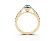 Emerald Cut Halo Pavé Engagement Ring Setting for a Fancy Blue Lab-Grown Diamond | Yellow Gold