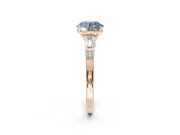 Round Tapered Baguette Engagement Ring Setting for a Fancy Blue Lab-Grown Diamond | Rose Gold