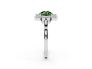 Round Milgrain Cluster Halo Engagement Ring Setting for a Fancy Green Lab-Grown Diamond | Plain Band | White Gold