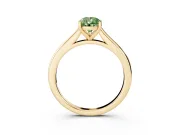 Fancy Green Pear Cut Diamond Solitaire Ring Set in Yellow gold with Cathedral Band and Prong Setting