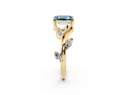 Emerald Cut Twisted Vine Engagement Ring Setting for a Fancy Blue Lab-Grown Diamond | Yellow Gold