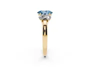 Oval Three Stone Engagement Ring Setting for a Fancy Blue Lab-Grown Diamond | Matching Side Stones | Yellow Gold