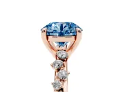 Round Graduated Accent Engagement Ring Setting for a Fancy Blue Lab-Grown Diamond | Rose Gold