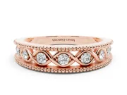 Round Lab-Grown Diamond Vintage Twisted Openwork Wedding Band | Milgrain Edges | Rose Gold
