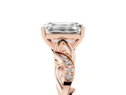 Emerald Cut Vintage Vine Solitaire Engagement Ring Setting | Milgrain Leaves | Rose Gold