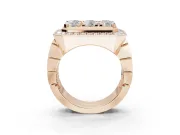Round Lab-Grown Diamond Men's Cluster Ring | Octagonal Top | Rose Gold