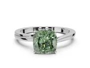 Cushion Cut Bypass Solitaire Engagement Ring Setting for a Fancy Green Lab-Grown Diamond | Sterling Silver
