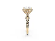 Radiant Cut Milgrain Halo Engagement Ring Setting | Graduated Shoulders | Yellow Gold