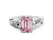 Emerald Cut Vine Engagement Ring Setting for a Fancy Pink Lab-Grown Diamond | Platinum