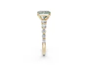 Radiant Cut Graduated Side Stone Engagement Ring Setting for a Fancy Green Lab-Grown Diamond | Yellow Gold