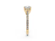 Cushion Cut Hidden Halo Pave Engagement Ring Setting | Claw Prongs | Yellow Gold