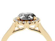 Oval Halo Engagement Ring Setting for a Black Center | Flat Tapered Band | Yellow Gold
