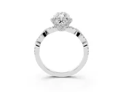 Marquise Milgrain Halo Engagement Ring Setting | Graduated Shoulders | White Gold