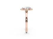 Oval Cut Halo Round Diamond Solitaire Ring Set in Rose gold with Pavé Band and Prong Setting