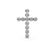 Round Lab-Grown Diamond Bezel Cross Pendant Necklace | Linked Round Bezels | White Gold