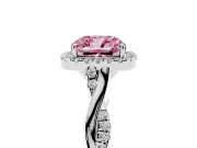Cushion Cut Twist Halo Engagement Ring Setting for a Fancy Pink Lab-Grown Diamond | Platinum