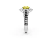 Fancy Yellow Radiant Cut Diamond Halo Engagement Ring Set in Silver with Split Shank and Prong Setting