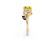 Asscher Cut Twisted Bypass Engagement Ring Setting for a Fancy Yellow Lab-Grown Diamond | Accented Leaves | Yellow Gold