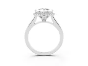 Princess Cut Halo Engagement Ring Setting | Plain Polished Band | White Gold
