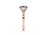 Emerald Cut Hidden Halo Three Stone Engagement Ring Setting for a Fancy Pink Lab-Grown Diamond | Rose Gold
