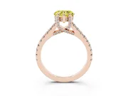 Heart-Shaped Hidden Halo Pave Engagement Ring Setting for a Fancy Yellow Lab-Grown Diamond | Claw Prongs | Rose Gold