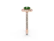 Cushion Cut Pave Halo Engagement Ring Setting for a Fancy Green Lab-Grown Diamond | Pave Band | Rose Gold