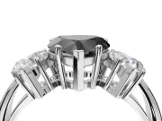 Heart-Shaped 3 Stone Engagement Ring Setting for a Black Center | Sterling Silver