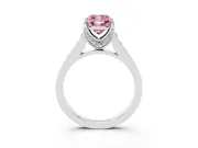 Fancy Pink Cushion Cut Diamond Solitaire Pavé Engagement Ring Set in Silver with Prong Setting