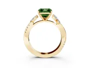 Asscher Cut Floral Vine Engagement Ring Setting for a Fancy Green Lab-Grown Diamond | Yellow Gold